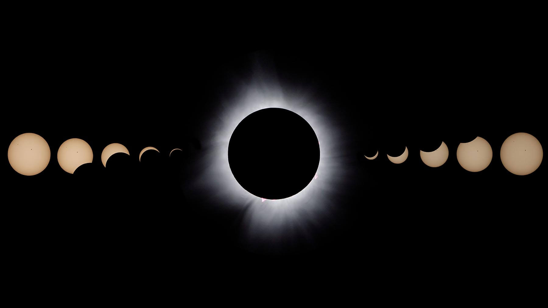 A photo of an eclipse progression