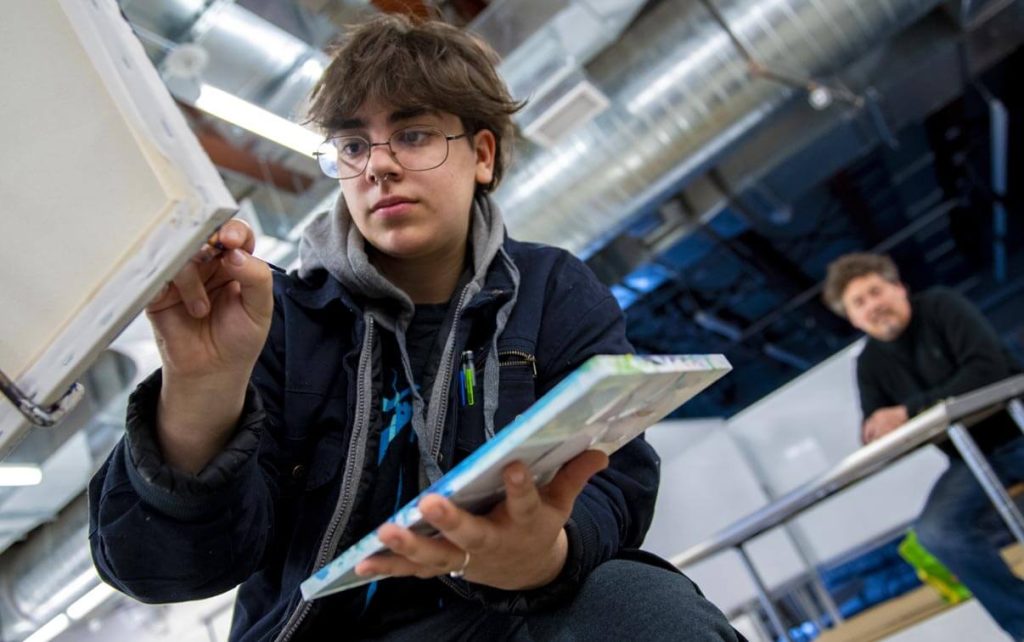 A photo of a student painting