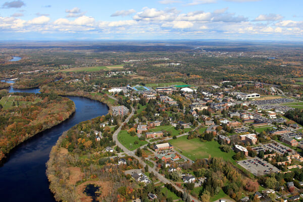 campus aerial in the fall
