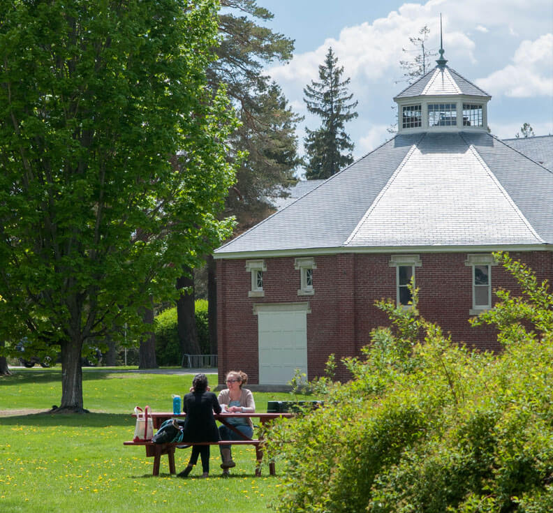 Sitting outside Cyrus Pavilion in summer