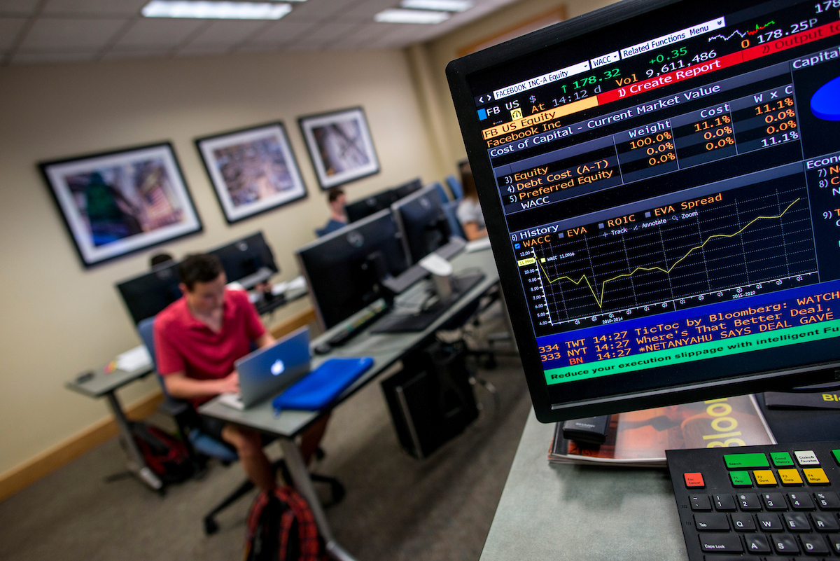 A photo of a computer screen with financial data