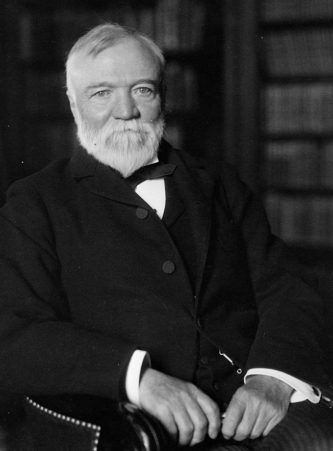 An archival photo of Andrew Carnegie
