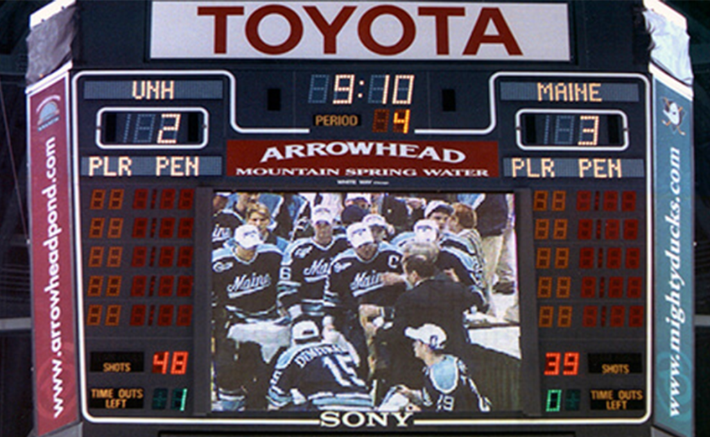 An archival photo of the scoreboard during the 1999 nationals