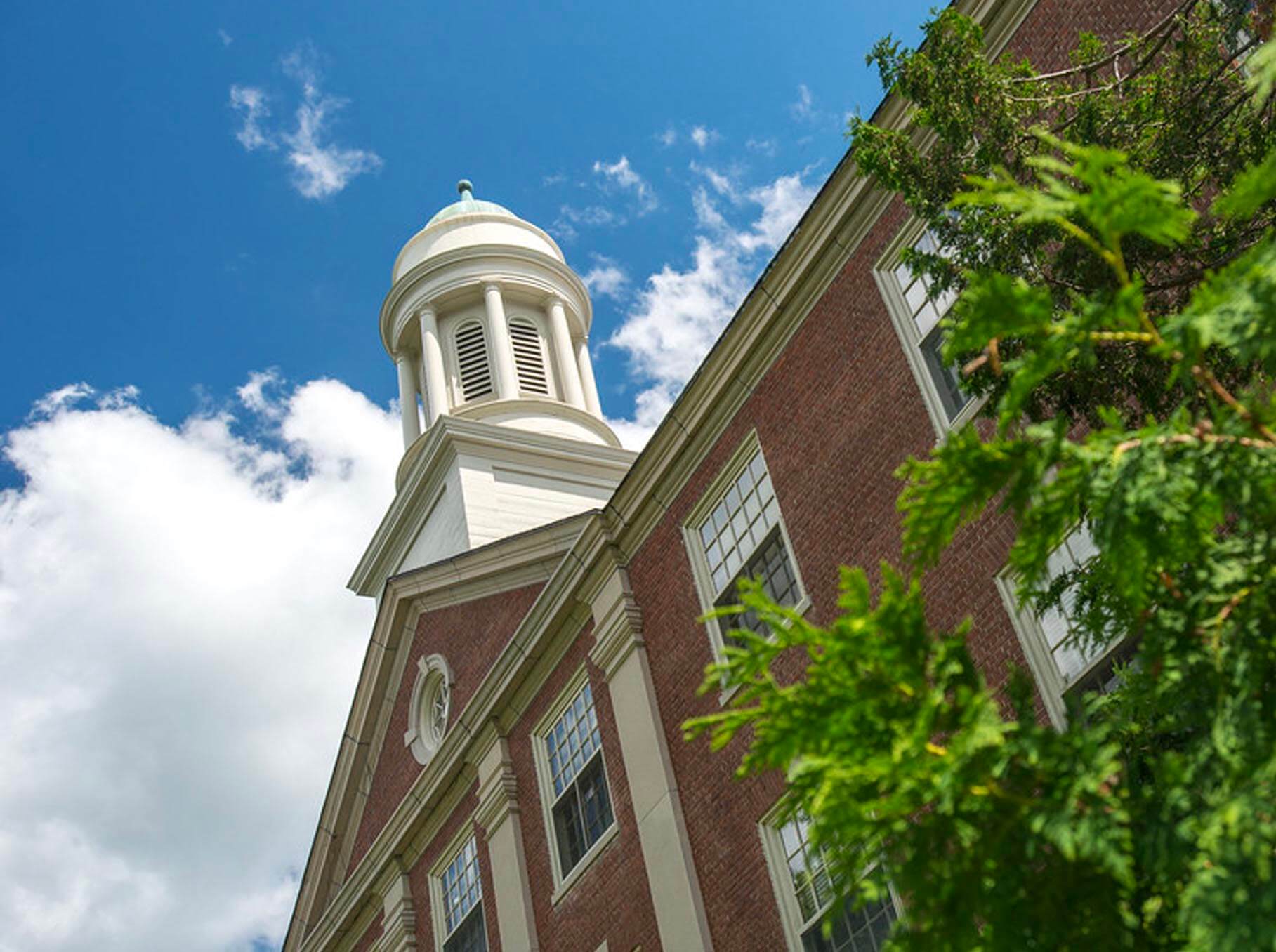 A photo of Stevens Hall against a blue sky