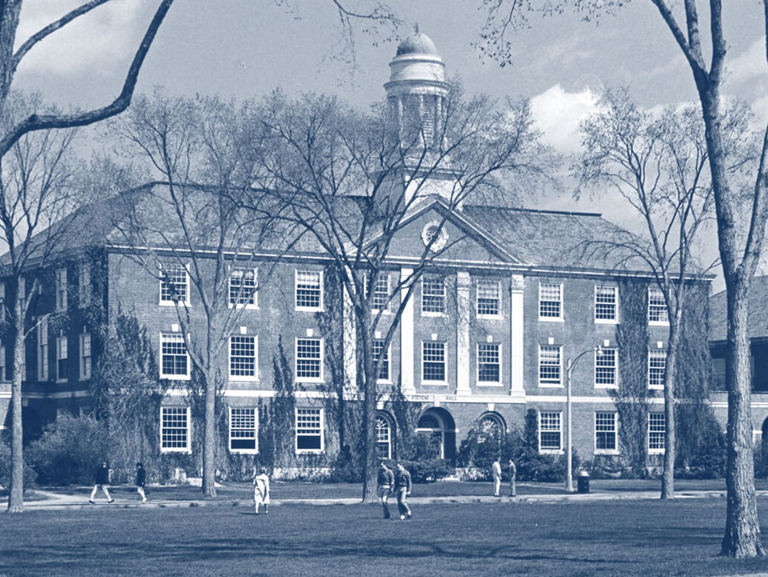 An archival photo of Stevens Hall