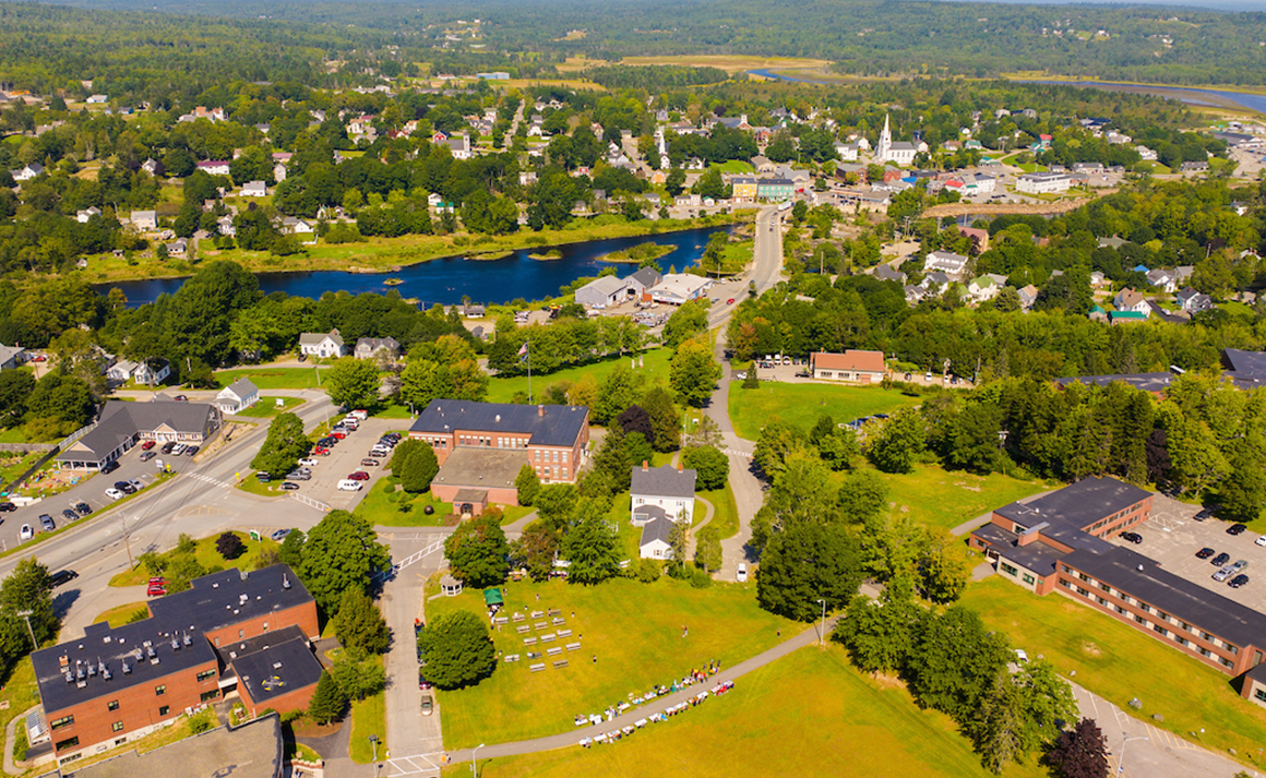 An aerial photo of UMaine Machias